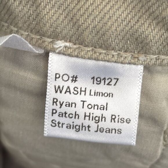 Reformation Ryan Tonal Patch High Rise Straight Jeans in Limon 29 - Picture 8 of 9